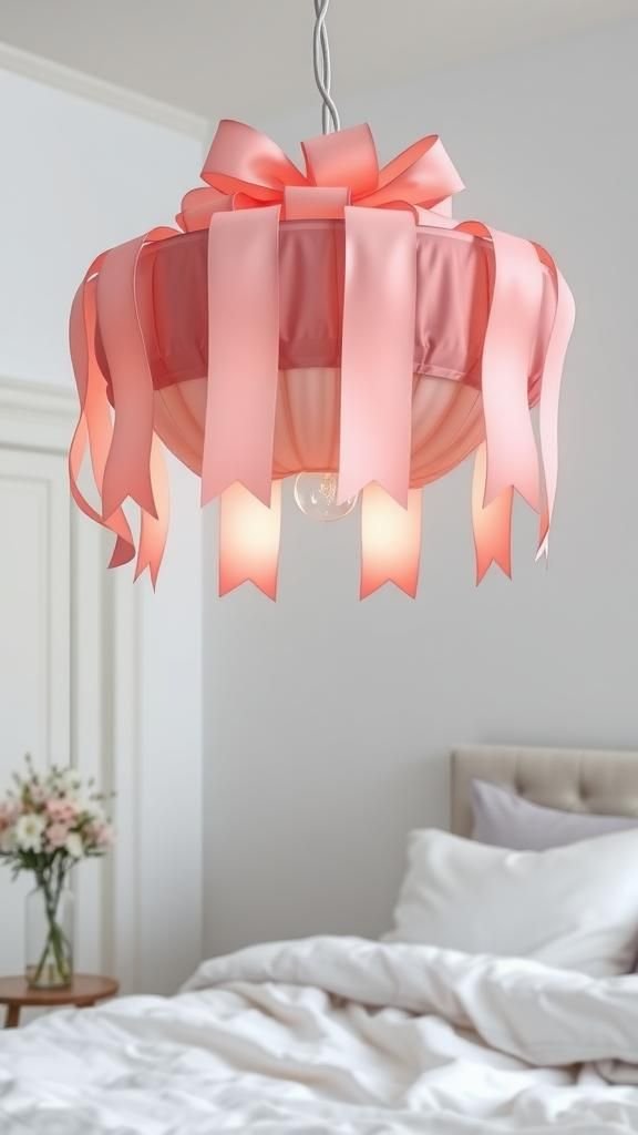 Ombre Satin Ribbon Hoop Chandelier With Subtle Gradient