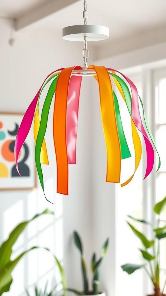 Rainbow Pride Ribbon Streamer Chandelier With Joyful Movement