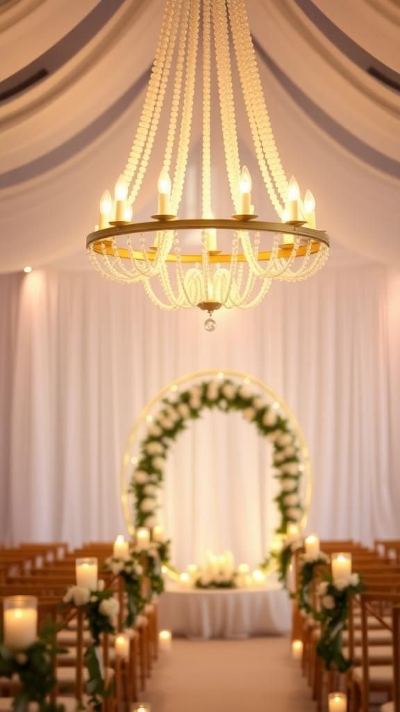 Wedding Aisle Ribbon Cascade Chandelier For Romantic Glow