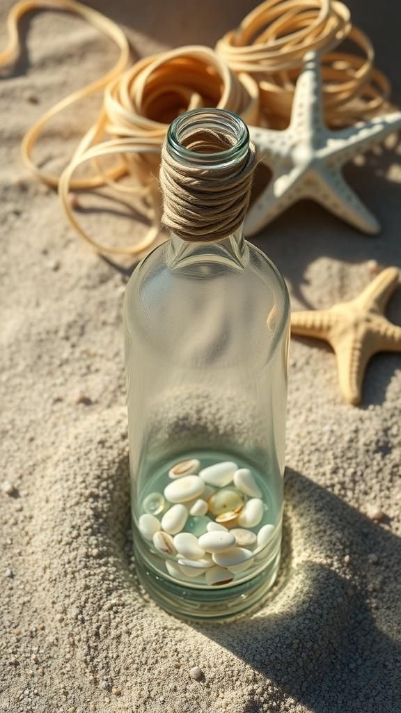 Sunlit Beach Sand And Shell Swirl Bottle