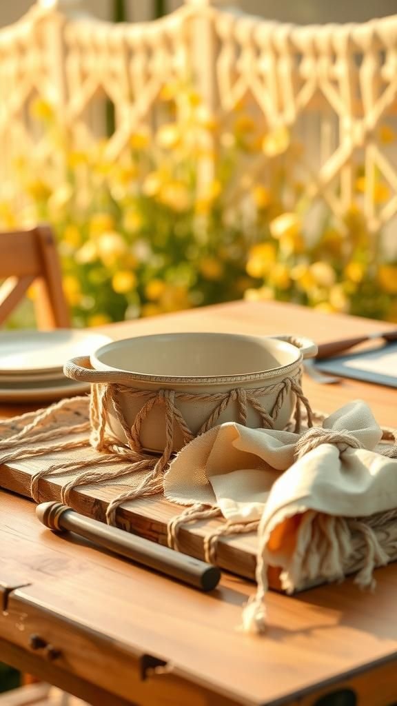 Set De Table En Macramé Naturel Rustique