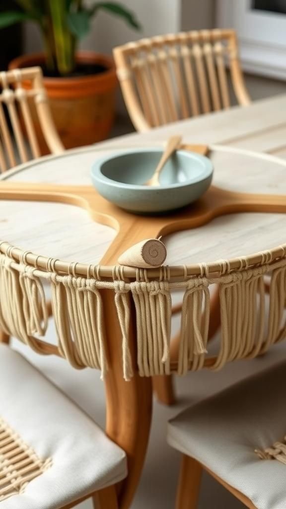 Set De Table Macramé Avec Inserts En Bois Et Bambou
