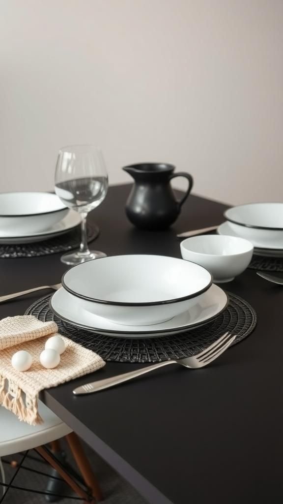 Set De Table Macramé Noir Et Blanc Contrasté