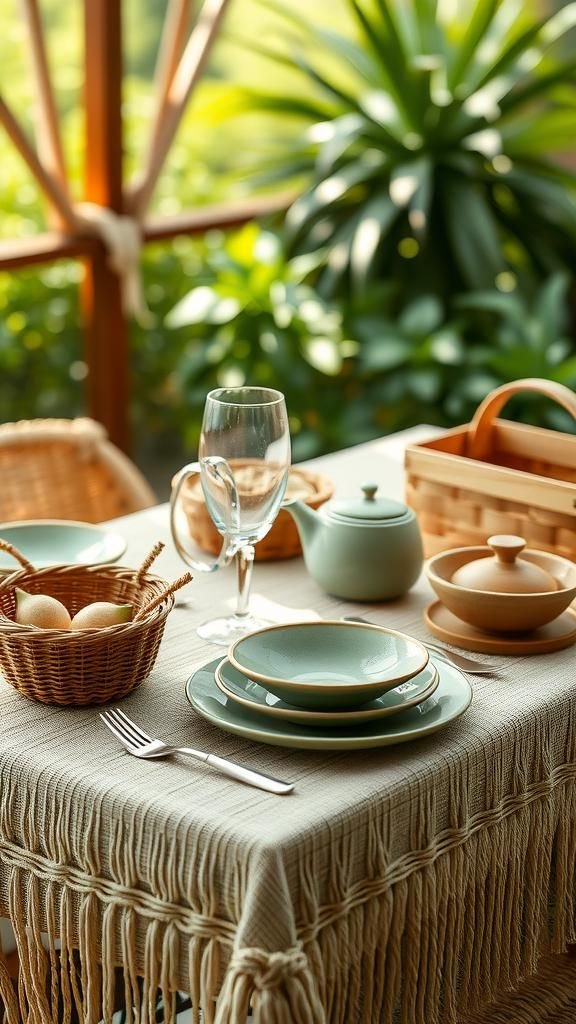 Set De Table Macramé Pour Repas En Plein Air Naturel