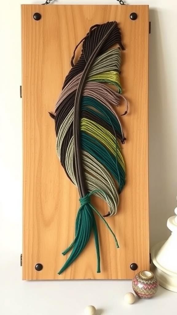 Boho Feather String Art With Metallic Highlights