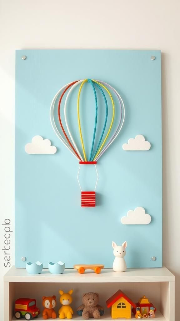 Hot Air Balloon Nursery String Art With Clouds