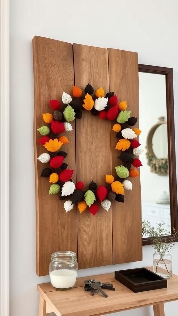 Seasonal Leaf Wreath String Art for Entryways