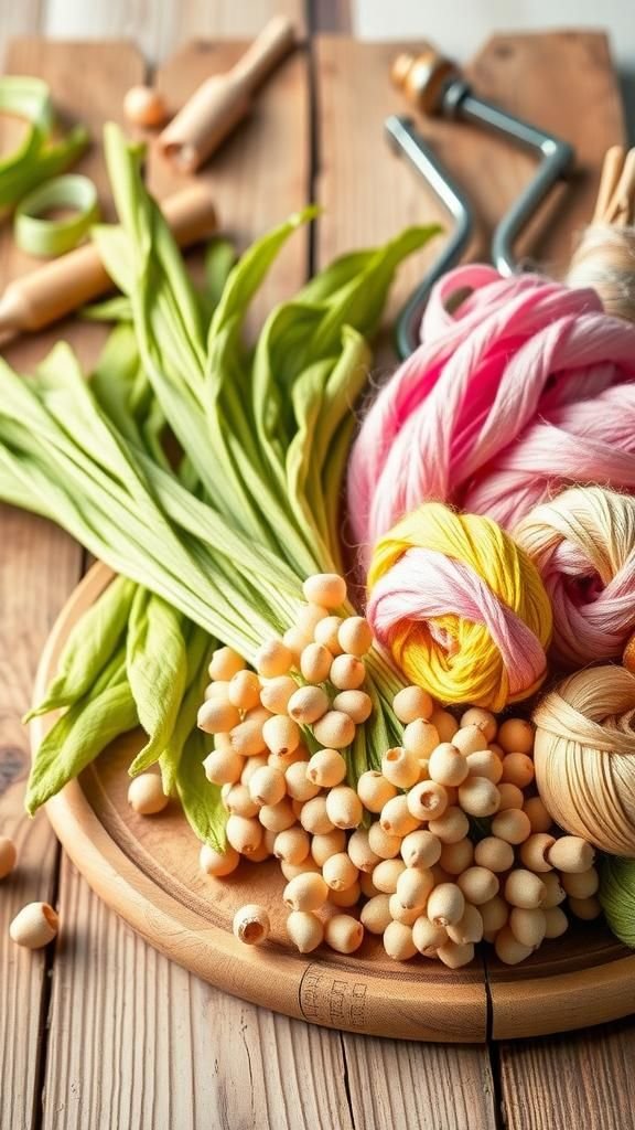 Bouquet De Fils Mélangés Teint À L'avocat