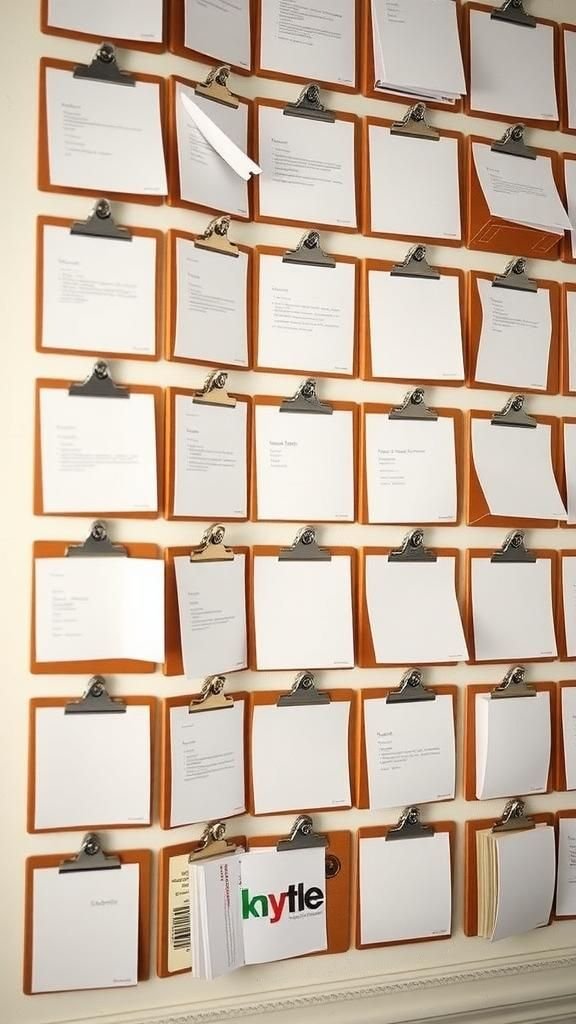 Clipboard wall file organizer for mail and papers
