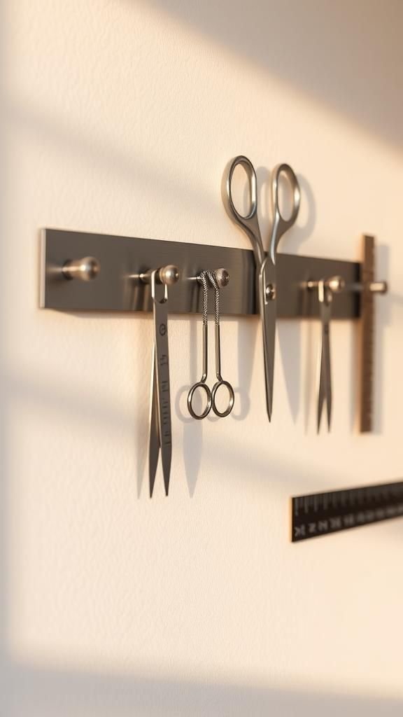 Magnetic strip for corralling metal tools and scissors