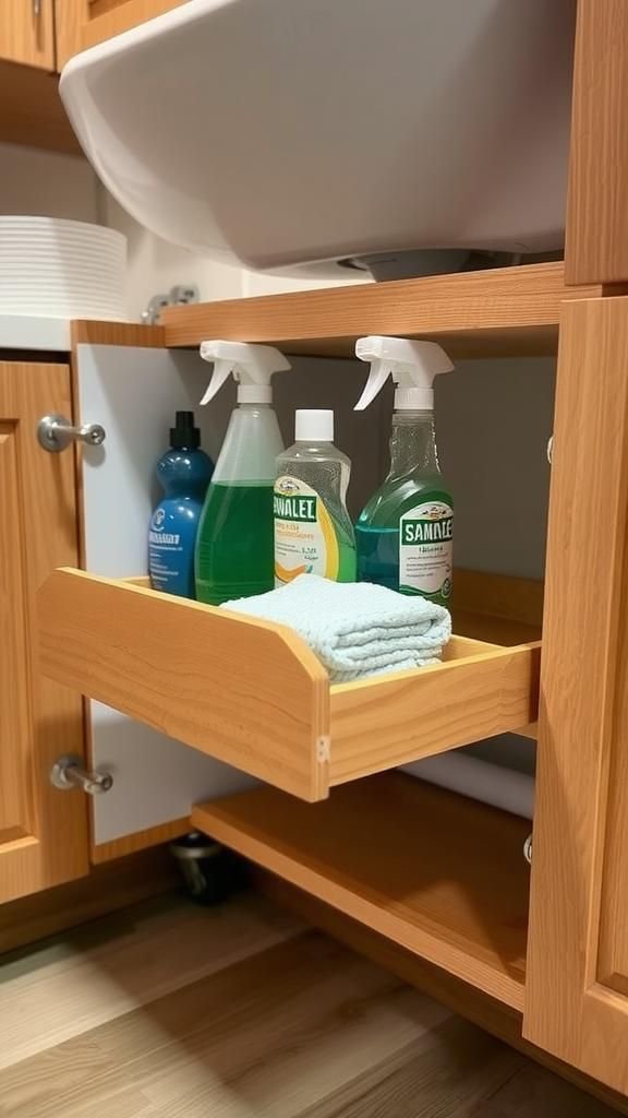 Under-sink pull-out shelf with smooth casters