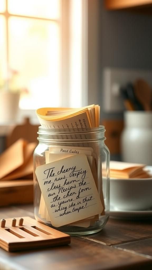 Recipe card jar keeps family notes handy