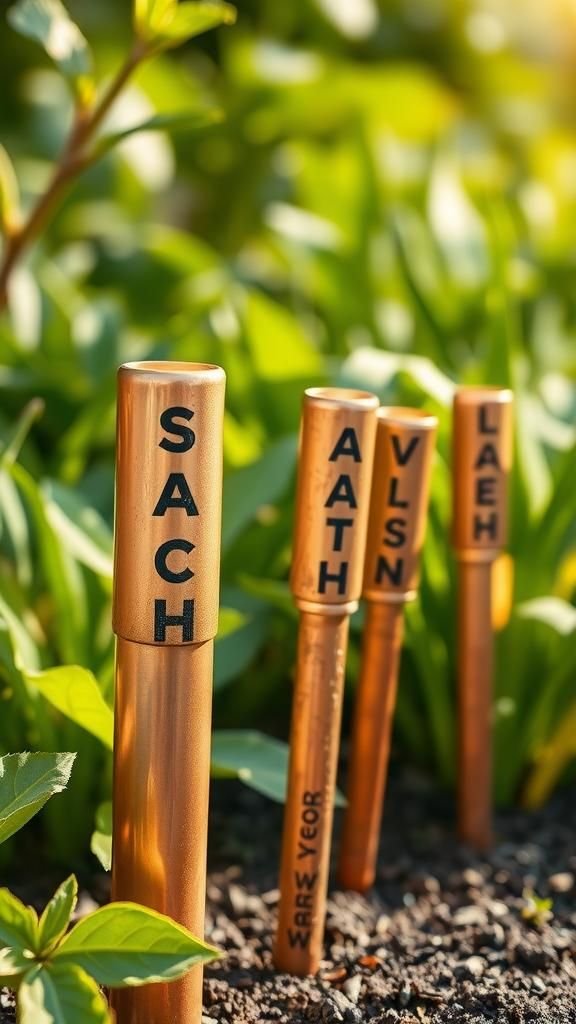 Copper pipe slugs with stamped initials and shine