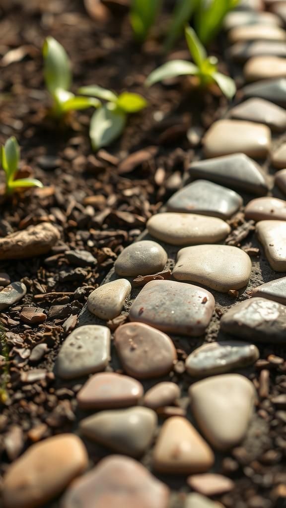 Pebbled mosaic markers with tiny grout lines