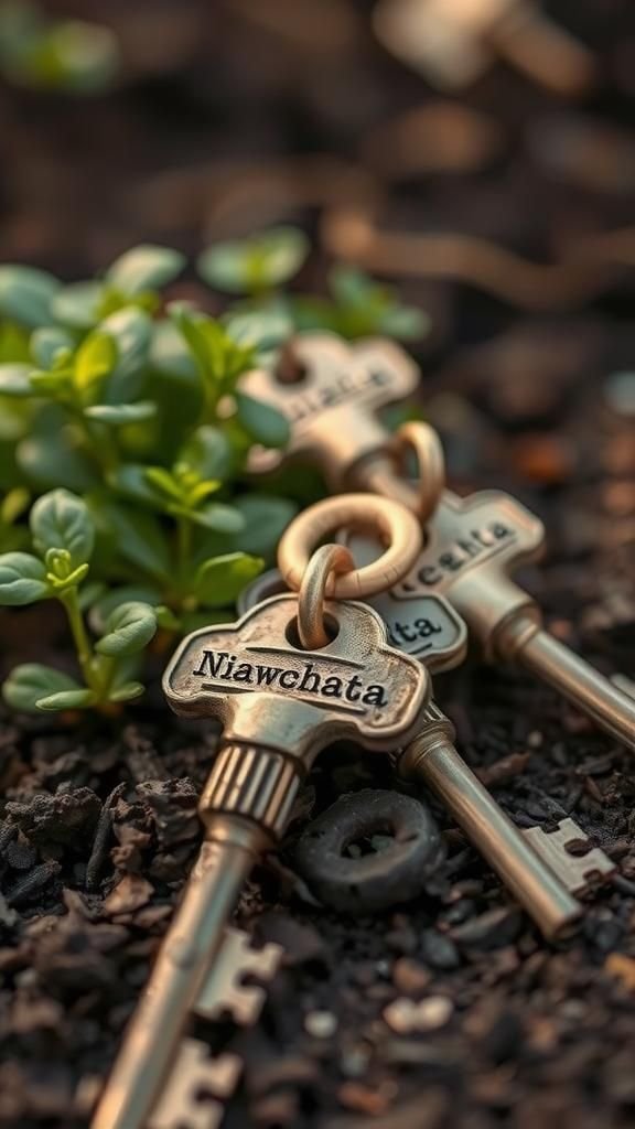 Vintage key metal tags for an antique touch