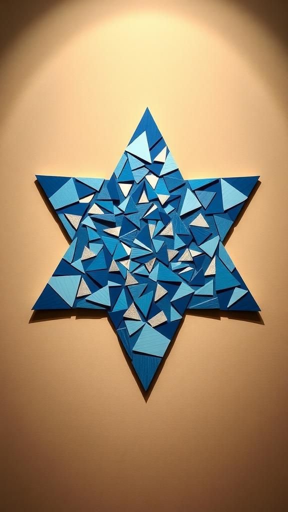 Mosaic paper Star of David collage — layered color play