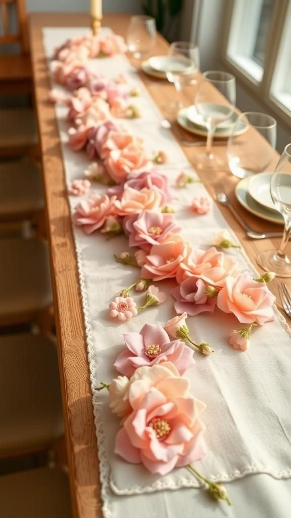 Felt flower garland runner for long tables