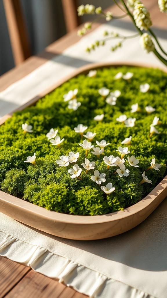 Spring meadow moss and bloom platter arrangement