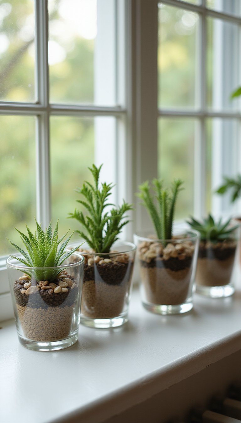 Mini Terrarium Cluster from Votive Glasses