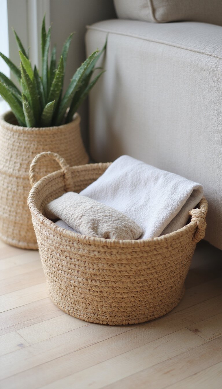 Woven Placemat Basket Upcycle for Textured Storage