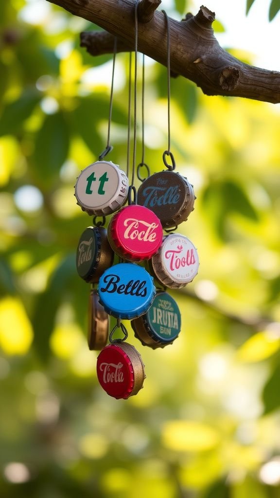 Bottle cap wind chime with tinny melody