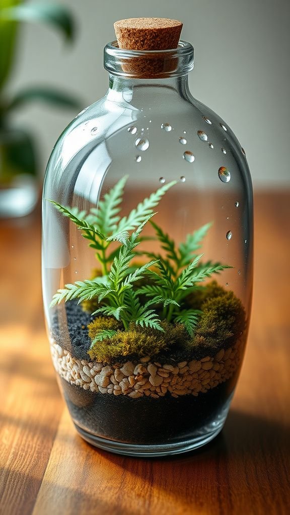 Bottle garden terrarium in a clear globe