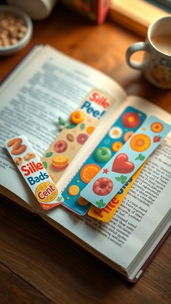 Cereal box bookmarks with playful edges