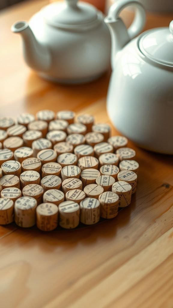 Cork trivets with warm muted texture