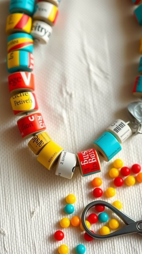 Magazine bead necklaces with glossy colors