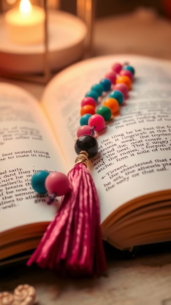 Beaded bookmark with tassel for book lovers