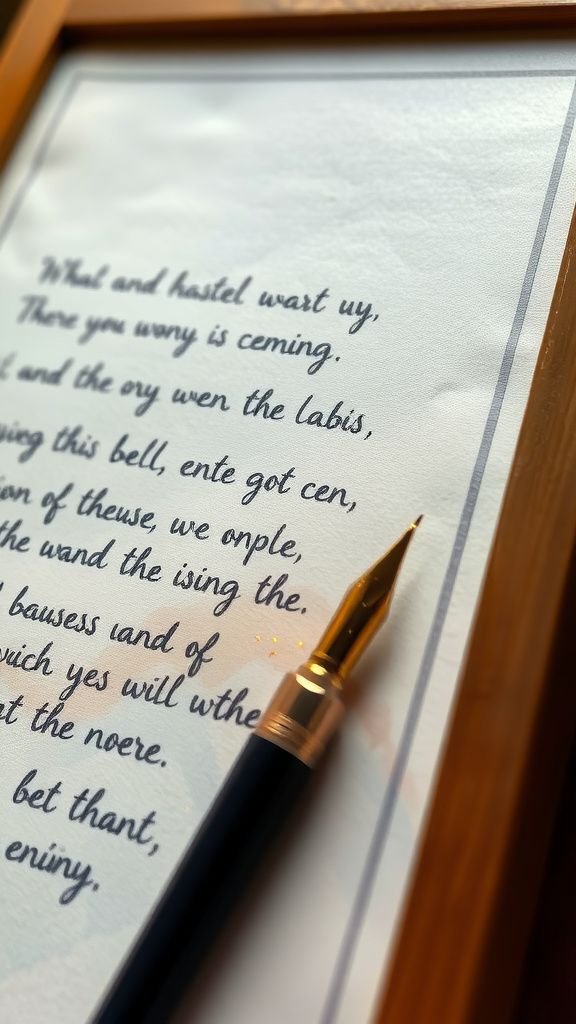 Handwritten poem on watercolor paper