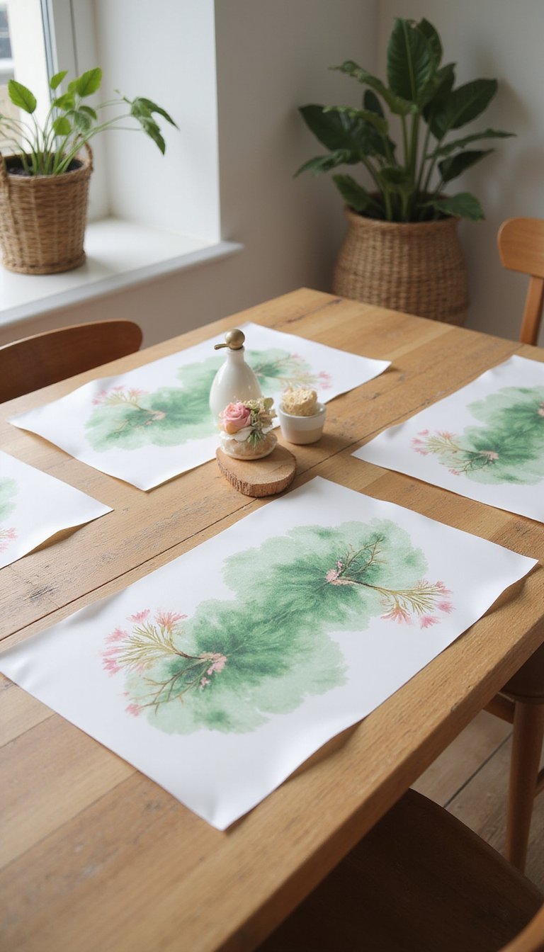 Botanical watercolor place mat prints made at home