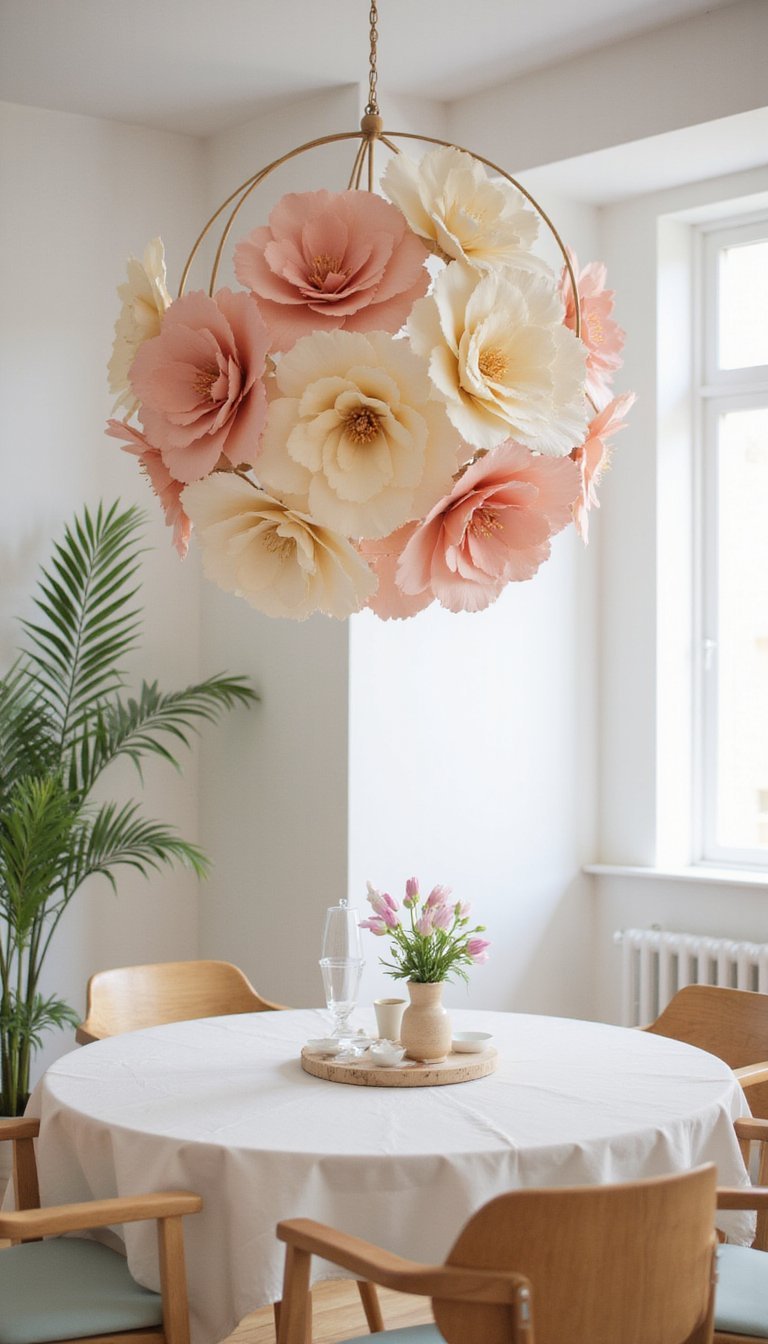DIY blossom chandelier from paper flowers