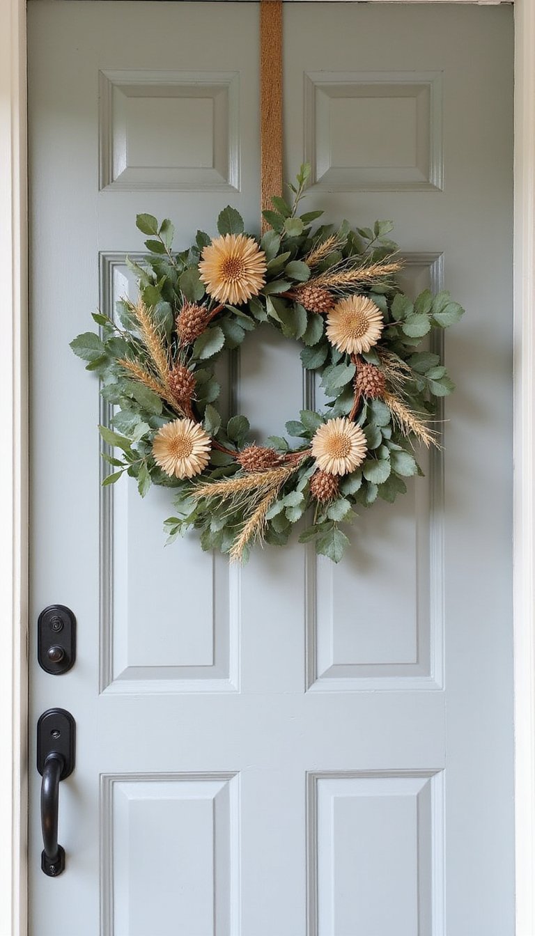 Dried flower wreath for the front door