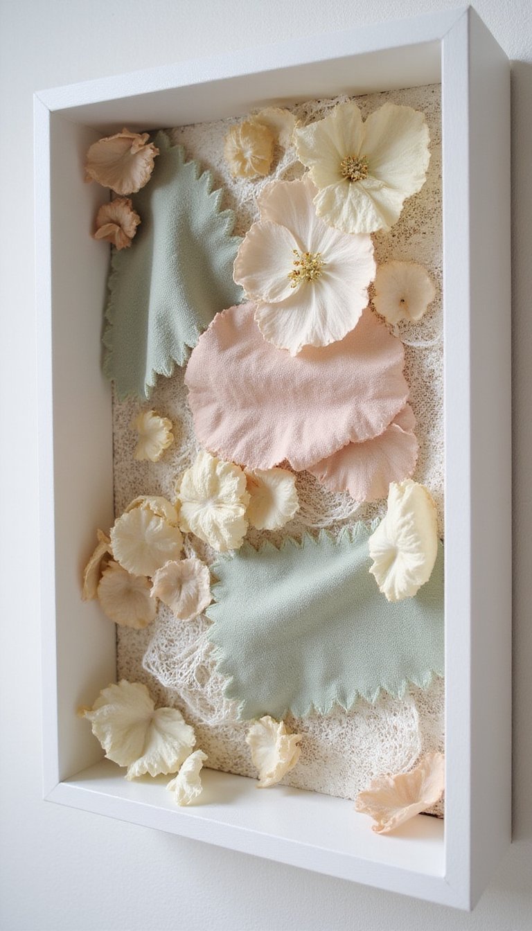 Floral shadow boxes with layered textures