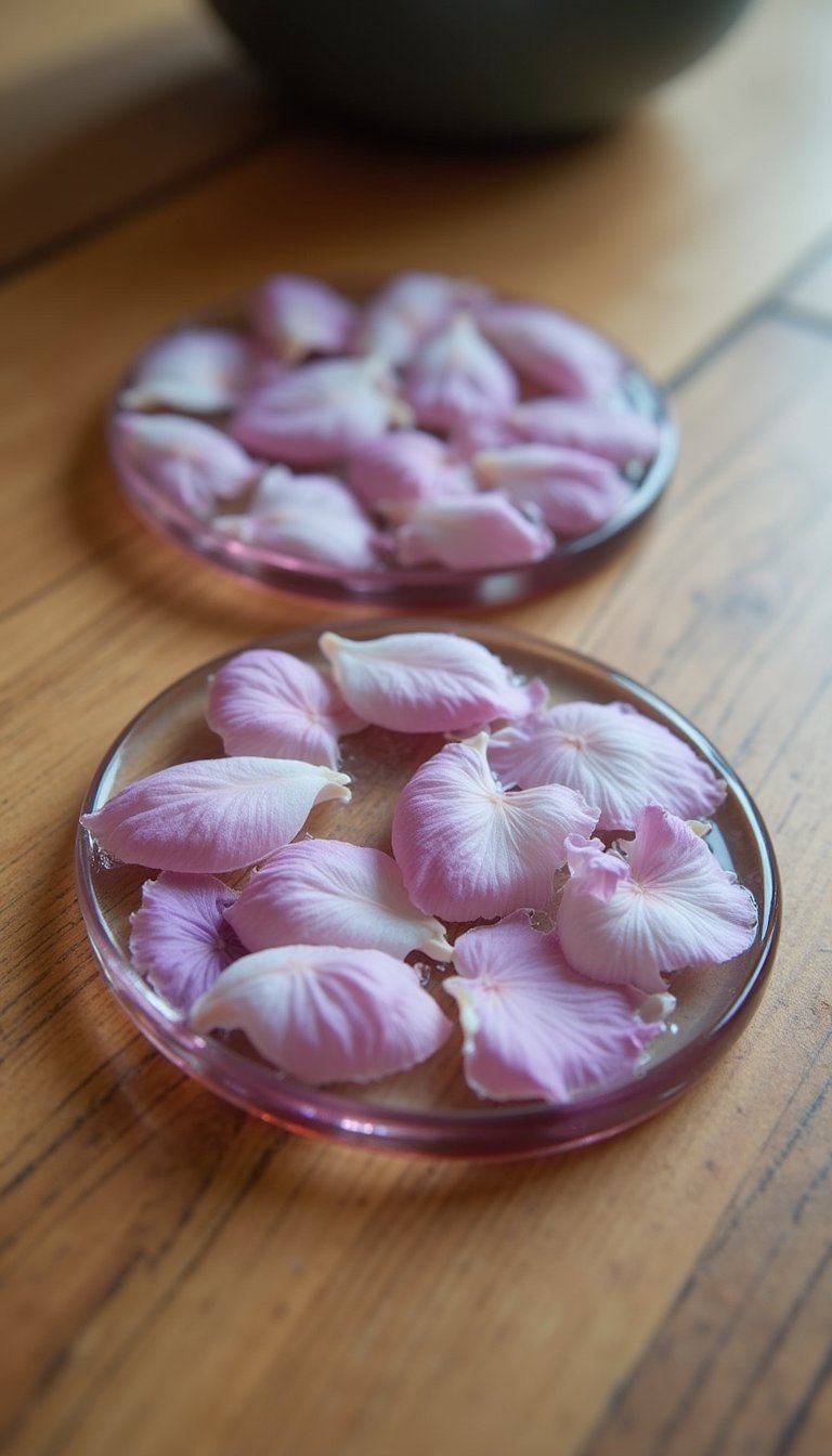 Pressed-flower resin coasters: small keepsakes