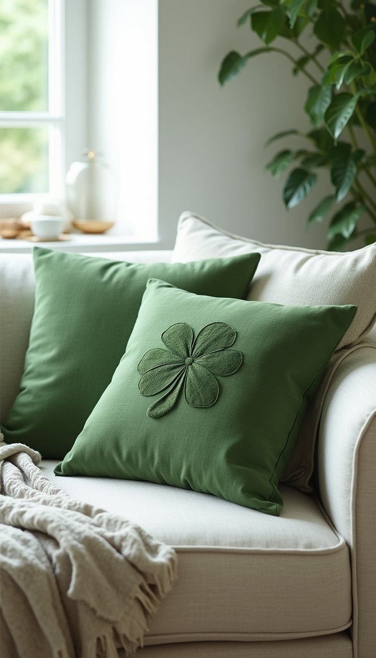 Faux clover pillow covers for a sofa swap