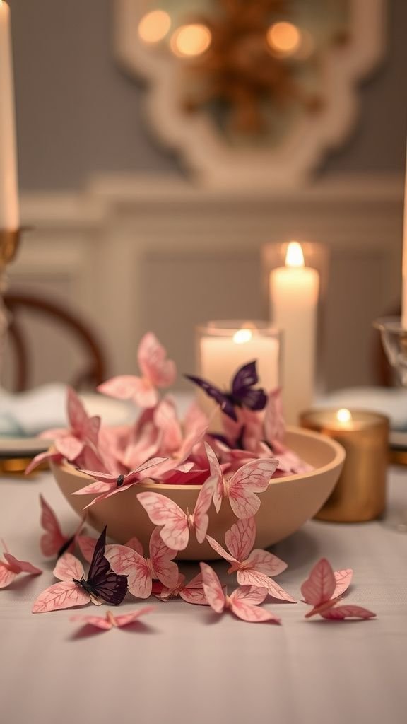 Butterfly centerpiece with cascading paper wings