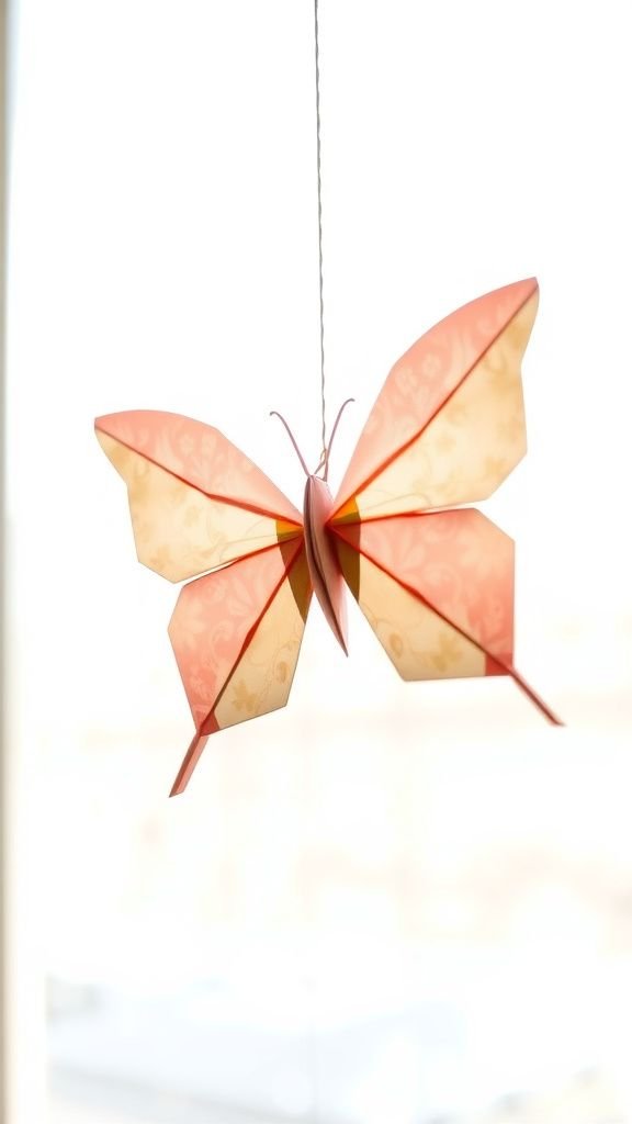 Origami butterfly that flutters from a corner